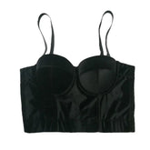 Solid Color Velvet Push Up Crop Corset